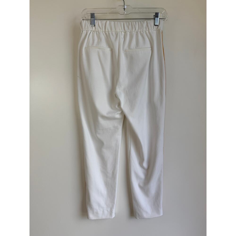 Zara White Trousers Side Stripe Yellow Black Sporty chic Track Pants Size Small - Picture 3 of 11